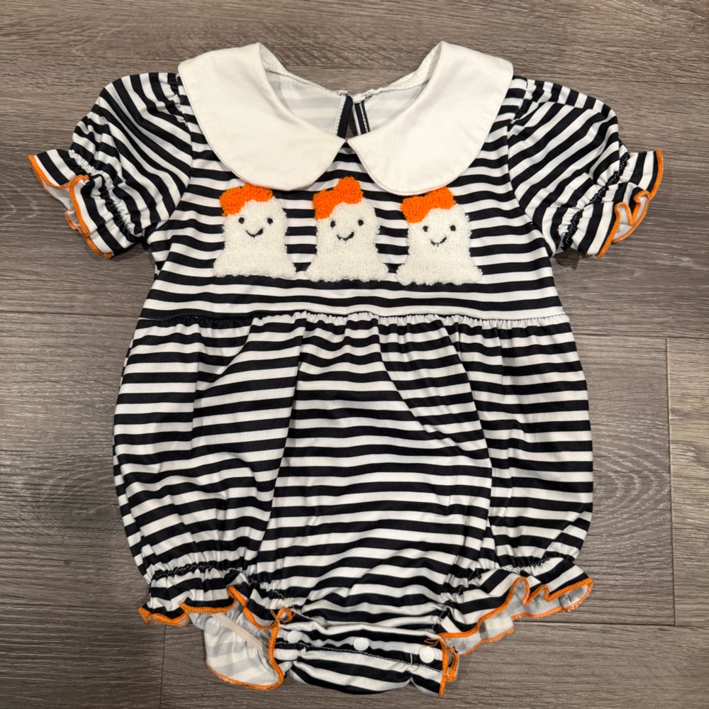 Striped Baby Romper with Duck Design